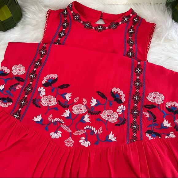 NEW Xhilaration Boho Love Liberty Embroidered Drop Waist Flutter Floral Sundress - Picture 9 of 16